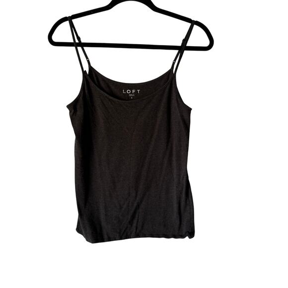 LOFT Charcoal Gray Cami Tank Top Adjustable Straps Cotton Blend Small Soft Layer - Picture 1 of 8